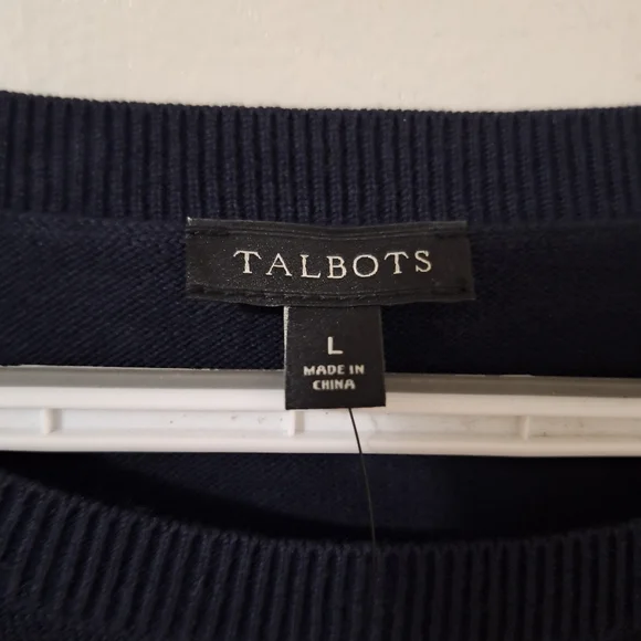 NWT Womens Talbots Dark Navy Blue Llama-Embellished Crewneck Sweater Sz L - Picture 10 of 12